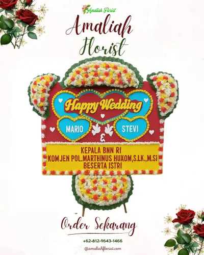 Karangan Papan Bunga Pernikahan di Sukamerindu
